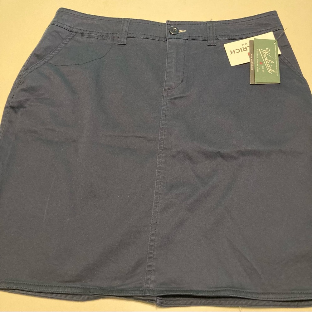 Woolrich Skirt Navy Blue Cotton Blend Slits NEW 10